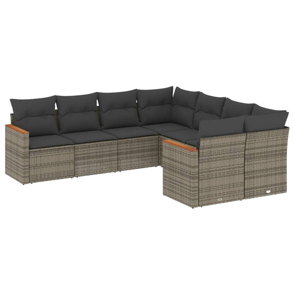 8-dijelni set vrtnih sofa od poliratana s jastucima sivi