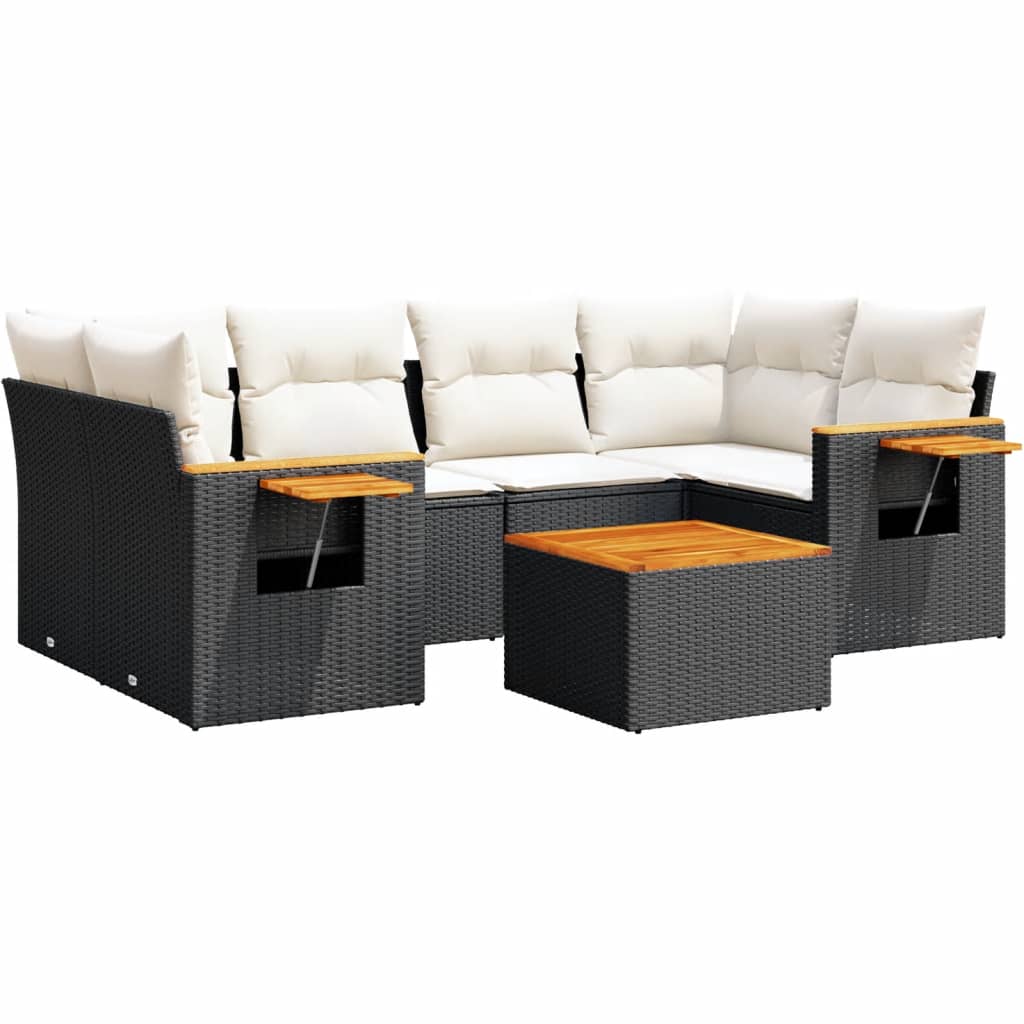 7-dijelni set vrtnih sofa od poliratana s jastucima crni