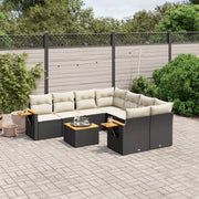 9-dijelni set vrtnih sofa s jastucima crni od poliratana