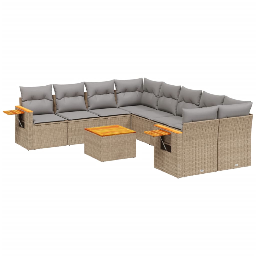 9-dijelni set vrtnih sofa s jastucima bež od poliratana