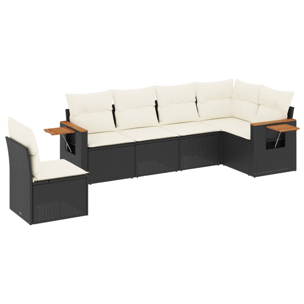 6-dijelni set vrtnih sofa s jastucima crni od poliratana