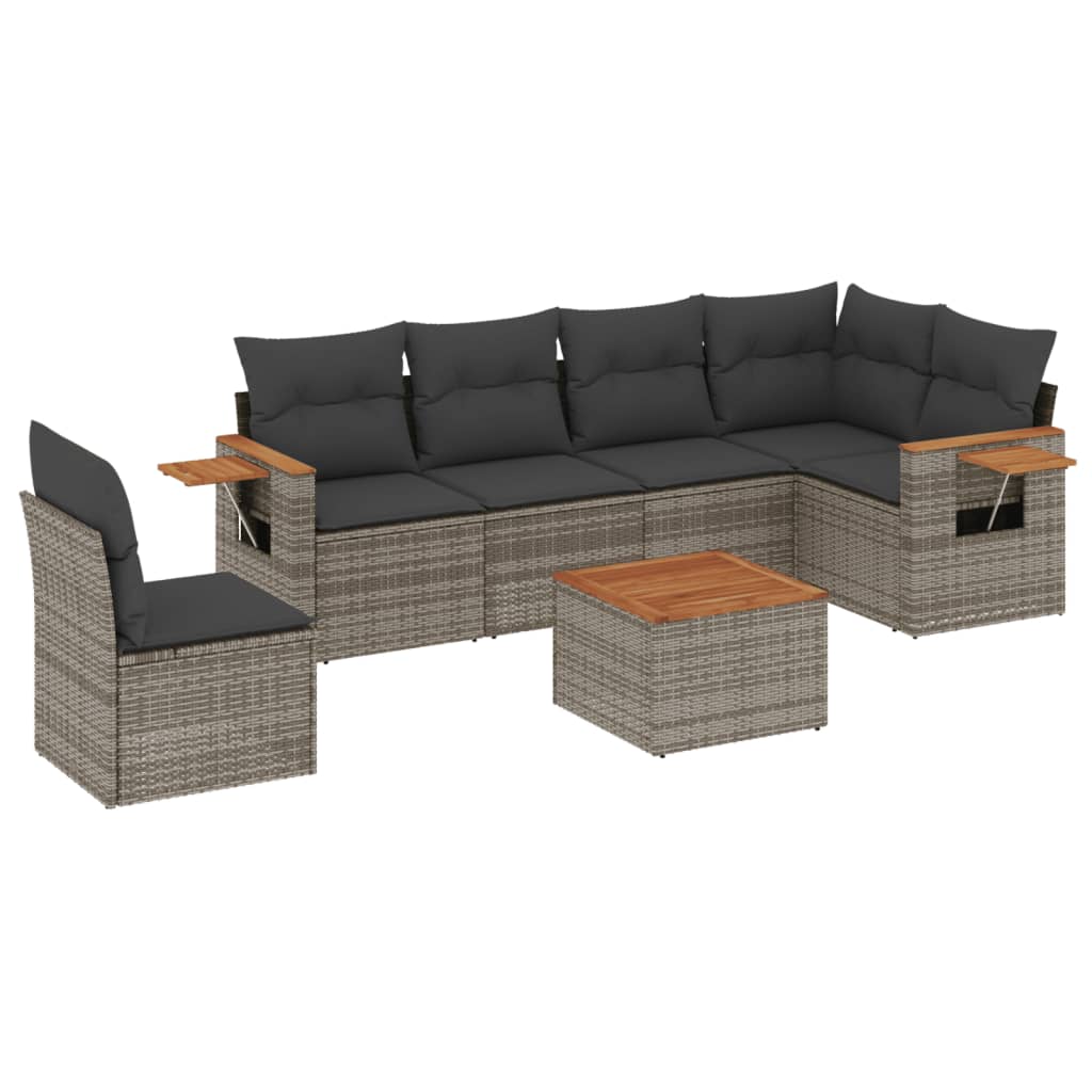 7-dijelni set vrtnih sofa sivi od poliratana