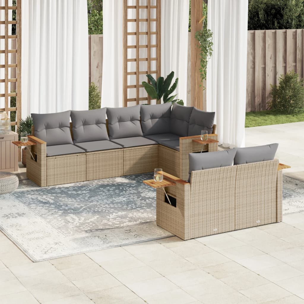 7-dijelni set vrtnih sofa sivi od poliratana