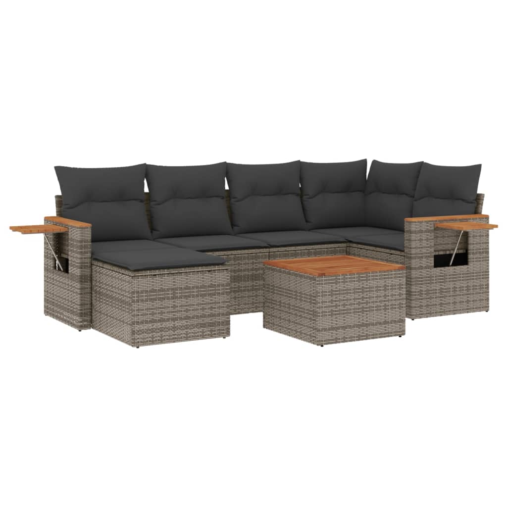 7-dijelni set vrtnih sofa sivi od poliratana