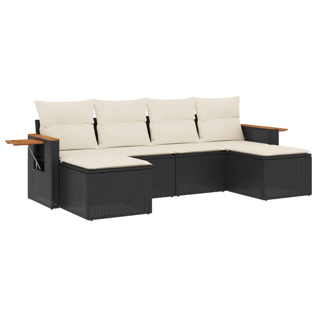 6-dijelni set vrtnih sofa s jastucima crni od poliratana