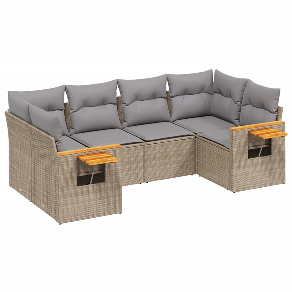 6-dijelni set vrtnih sofa s jastucima bež od poliratana