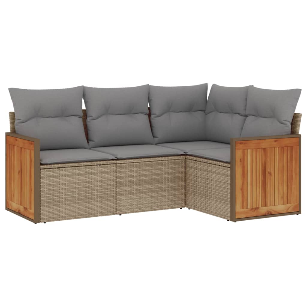 4-dijelni set vrtnih sofa s jastucima bež od poliratana