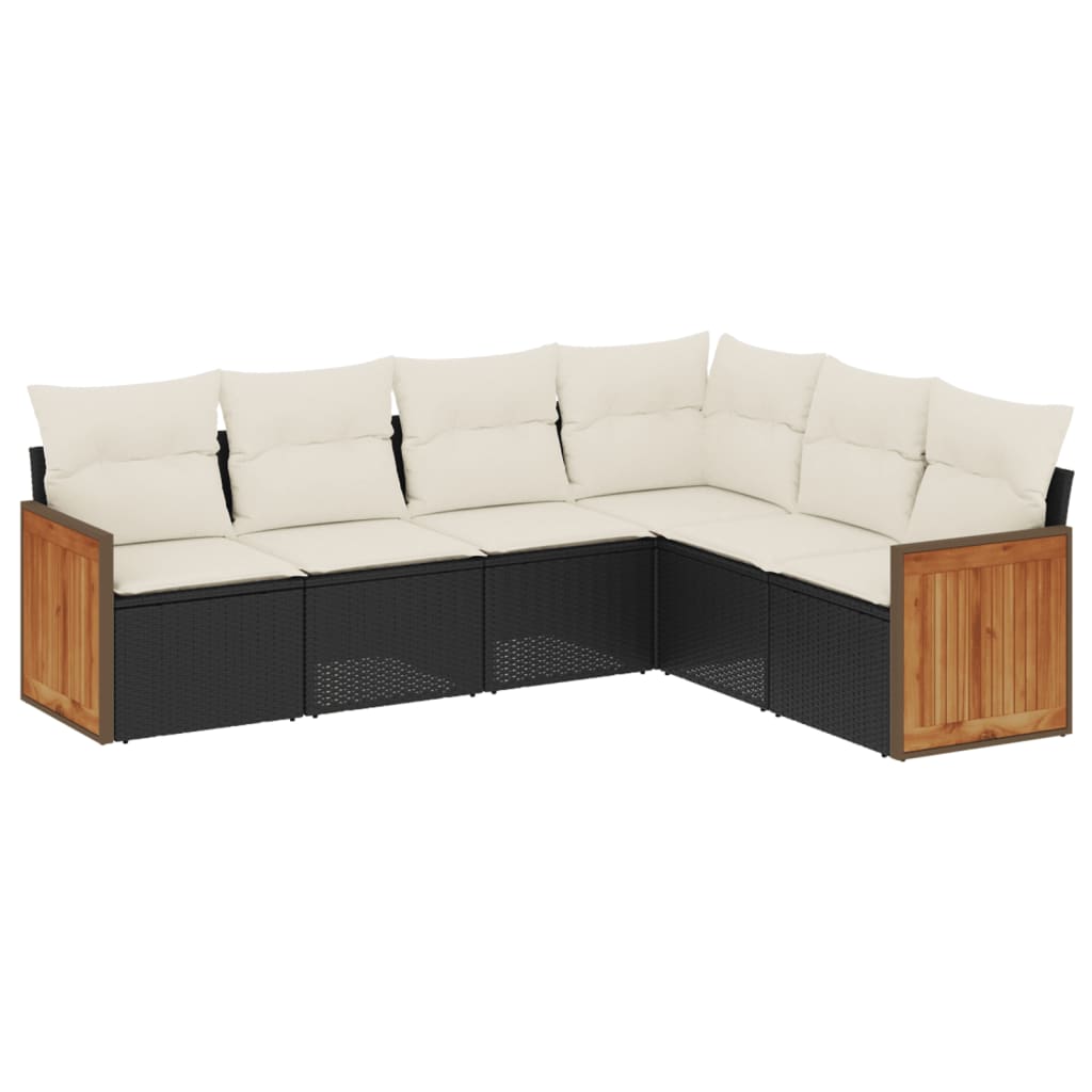 6-dijelni set vrtnih sofa s jastucima crni od poliratana