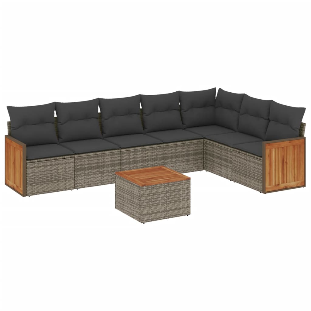 8-dijelni set vrtnih sofa od poliratana s jastucima sivi