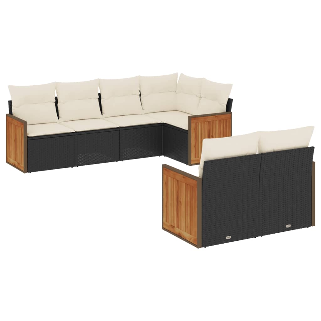 7-dijelni set vrtnih sofa od poliratana s jastucima crni