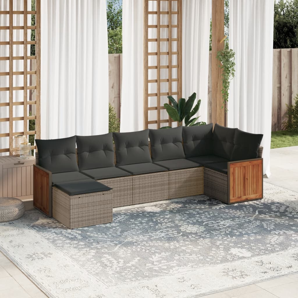 7-dijelni set vrtnih sofa sivi od poliratana