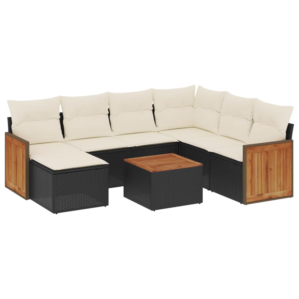 8-dijelni set vrtnih sofa od poliratana s jastucima crni