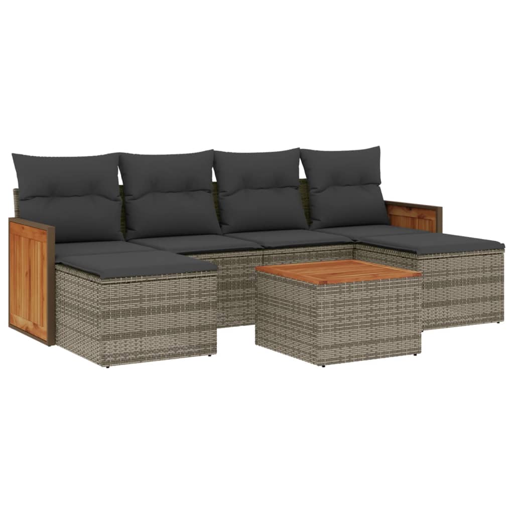 7-dijelni set vrtnih sofa sivi od poliratana