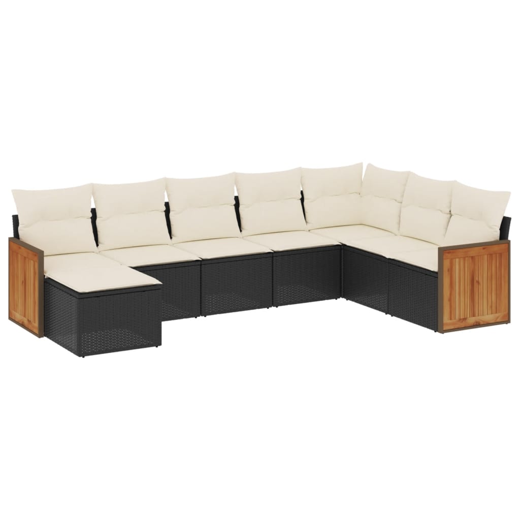 8-dijelni set vrtnih sofa od poliratana s jastucima crni