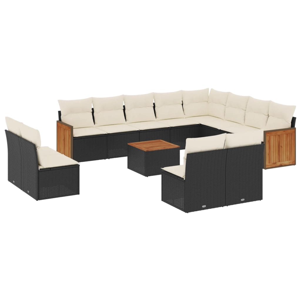 13-dijelni set vrtnih sofa s jastucima poliratan crni