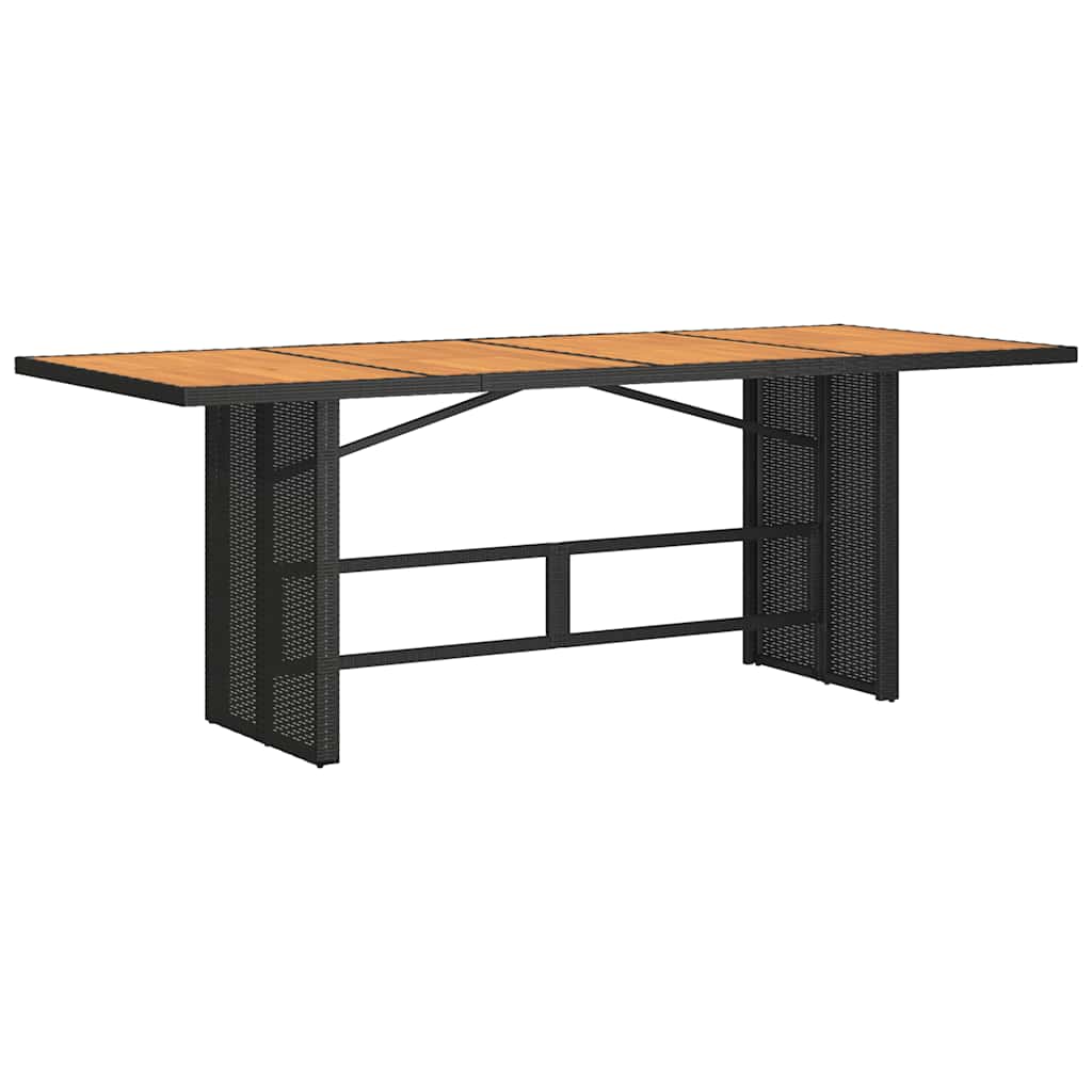 9-dijelni vrtni blagovaonski set s jastucima crni od poliratana Crna 190 x 80 x 75 cm