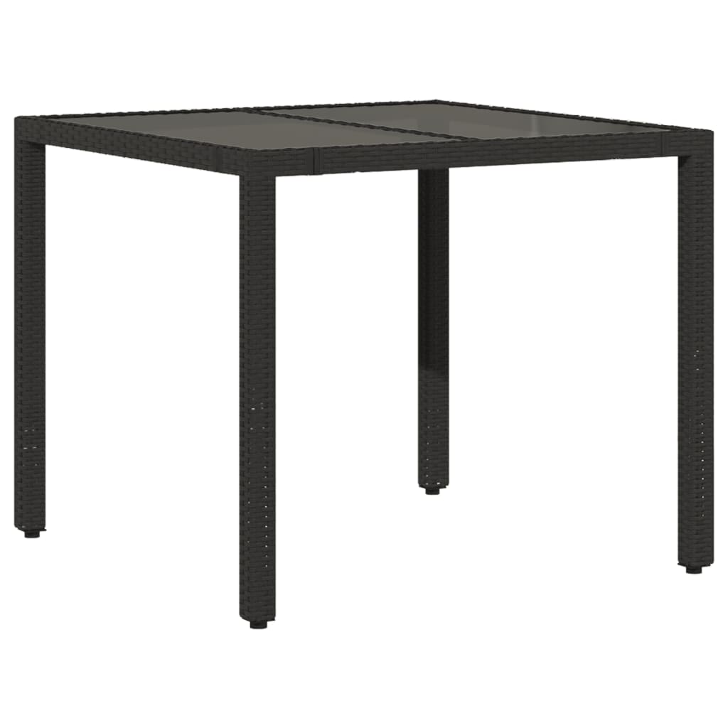 3-dijelni bistro set s jastucima crni od poliratana Crna 90 x 90 x 75 cm