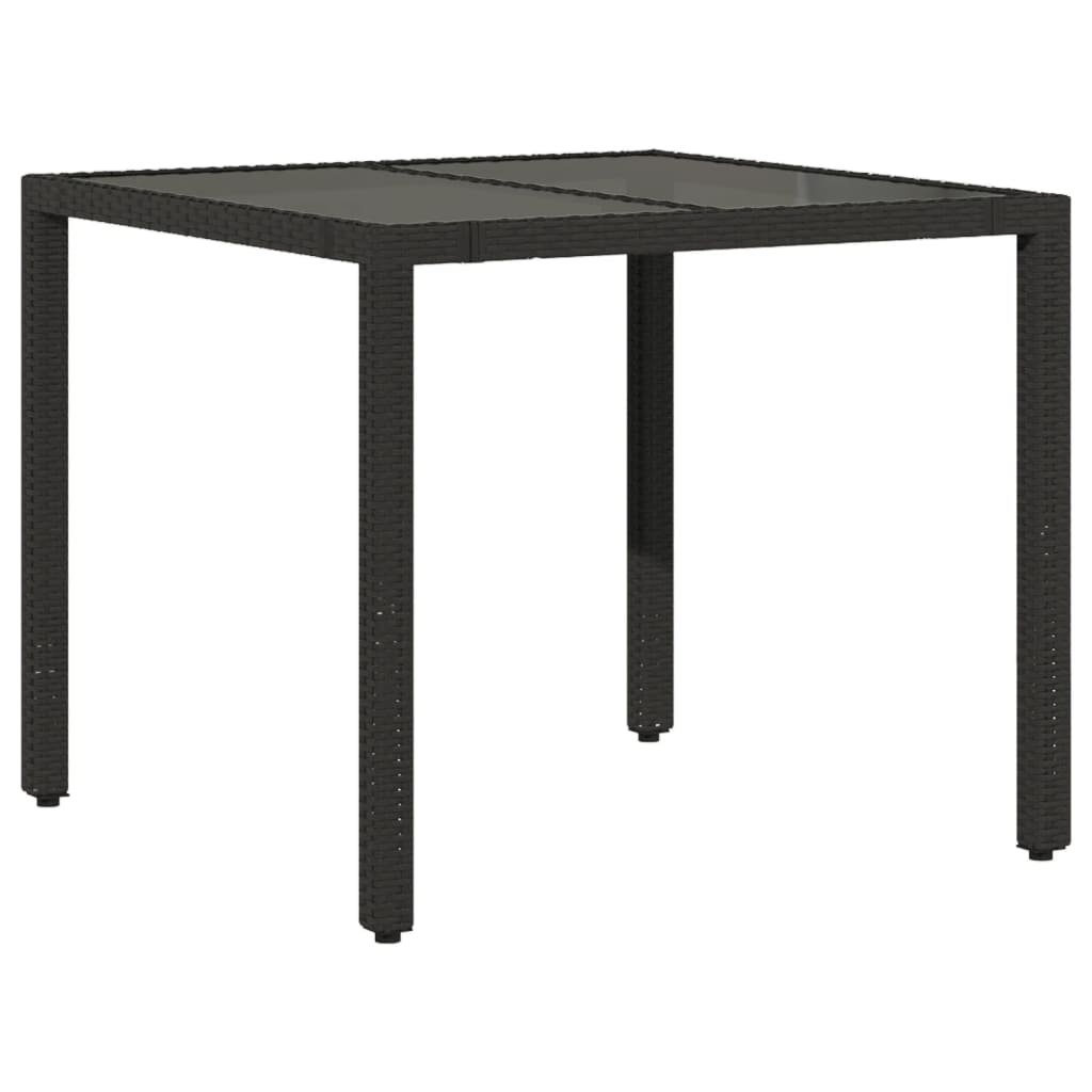 5-dijelni vrtni blagovaonski set s jastucima od poliratana crni Crna 90 x 90 x 75 cm