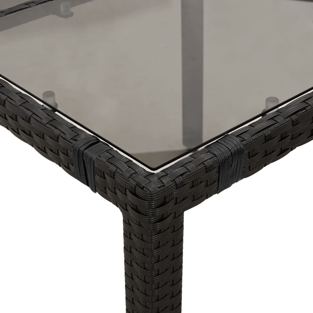 5-dijelni vrtni blagovaonski set s jastucima od poliratana crni Crna 90 x 90 x 75 cm