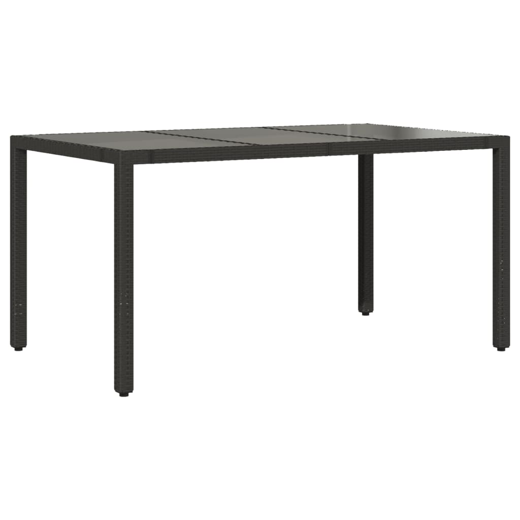 7-dijelni vrtni blagovaonski set s jastucima crni od poliratana Crna 150 x 90 x 75 cm