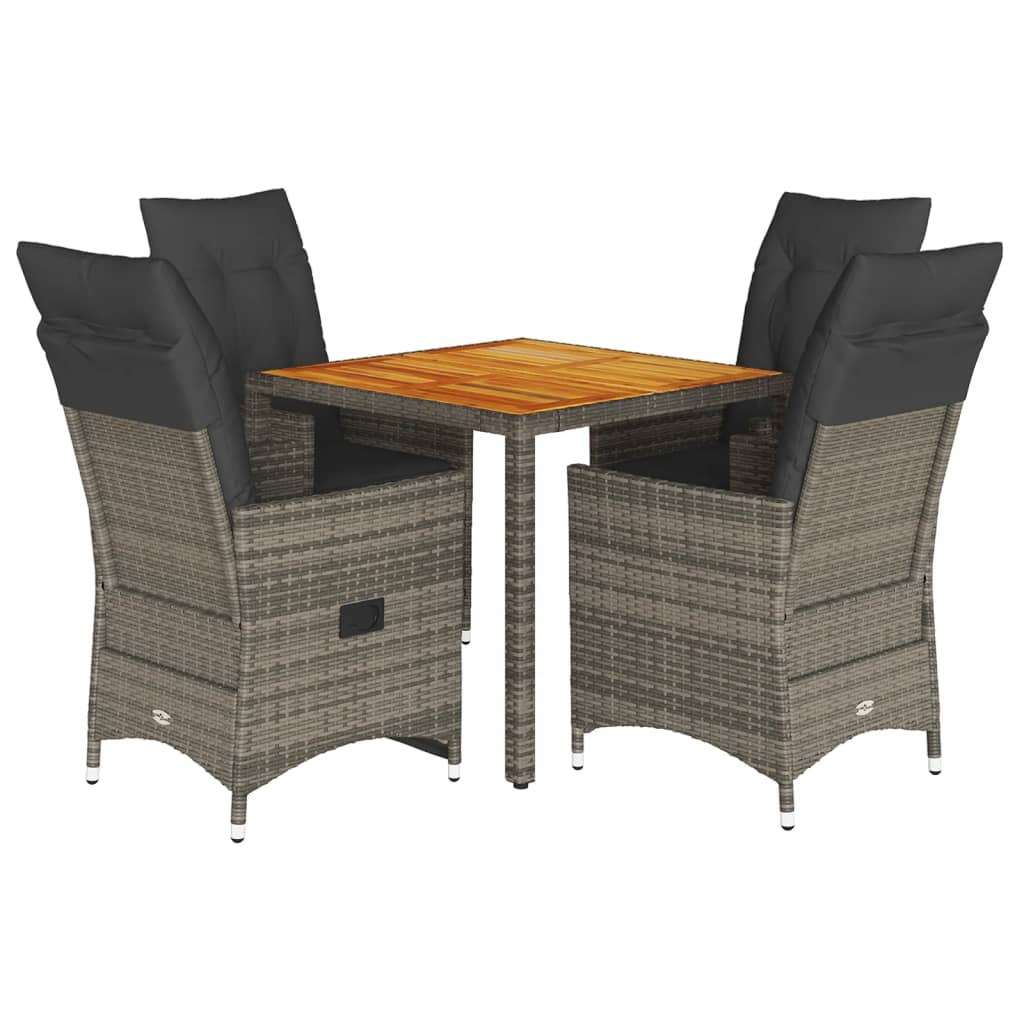 5-dijelni vrtni blagovaonski set sivi od poliratana Siva 90 x 90 x 75 cm