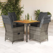 5-dijelni vrtni blagovaonski set sivi od poliratana Siva 90 x 90 x 75 cm