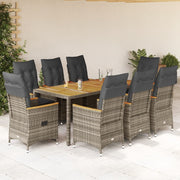 9-dijelni vrtni blagovaonski set sivi od poliratana Siva 190 x 90 x 75 cm