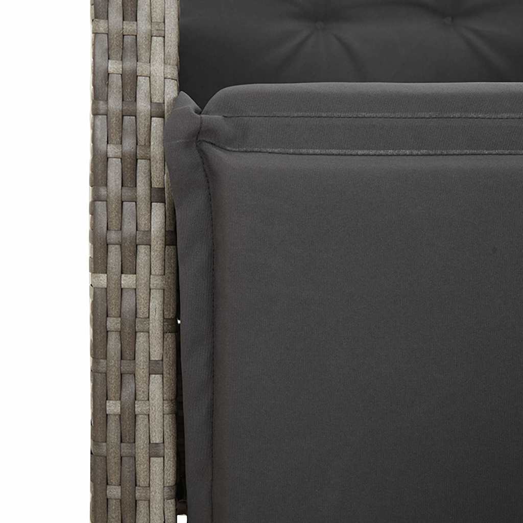 9-dijelni vrtni bistro set od poliratana s jastucima sivi Siva 190 x 80 x 75 cm