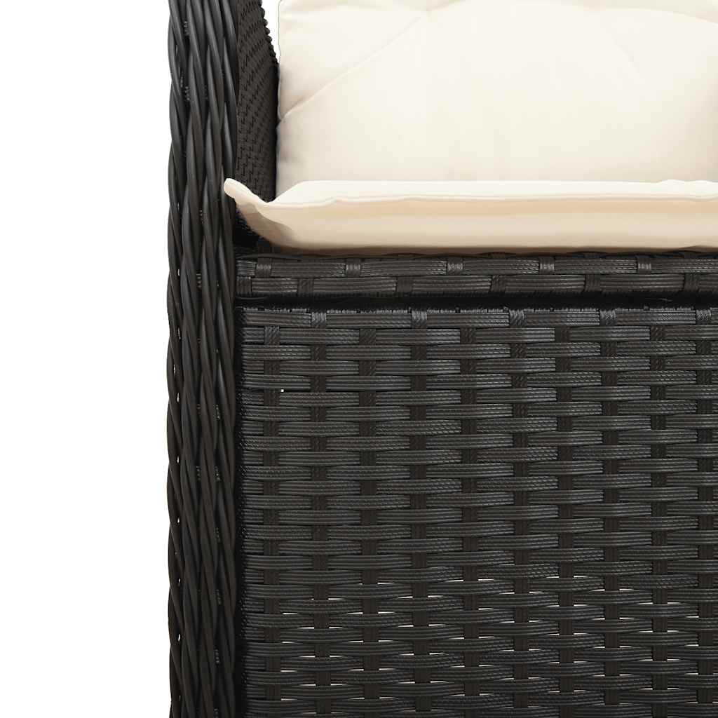 5-dijelni vrtni bistro set od poliratana s jastucima crni