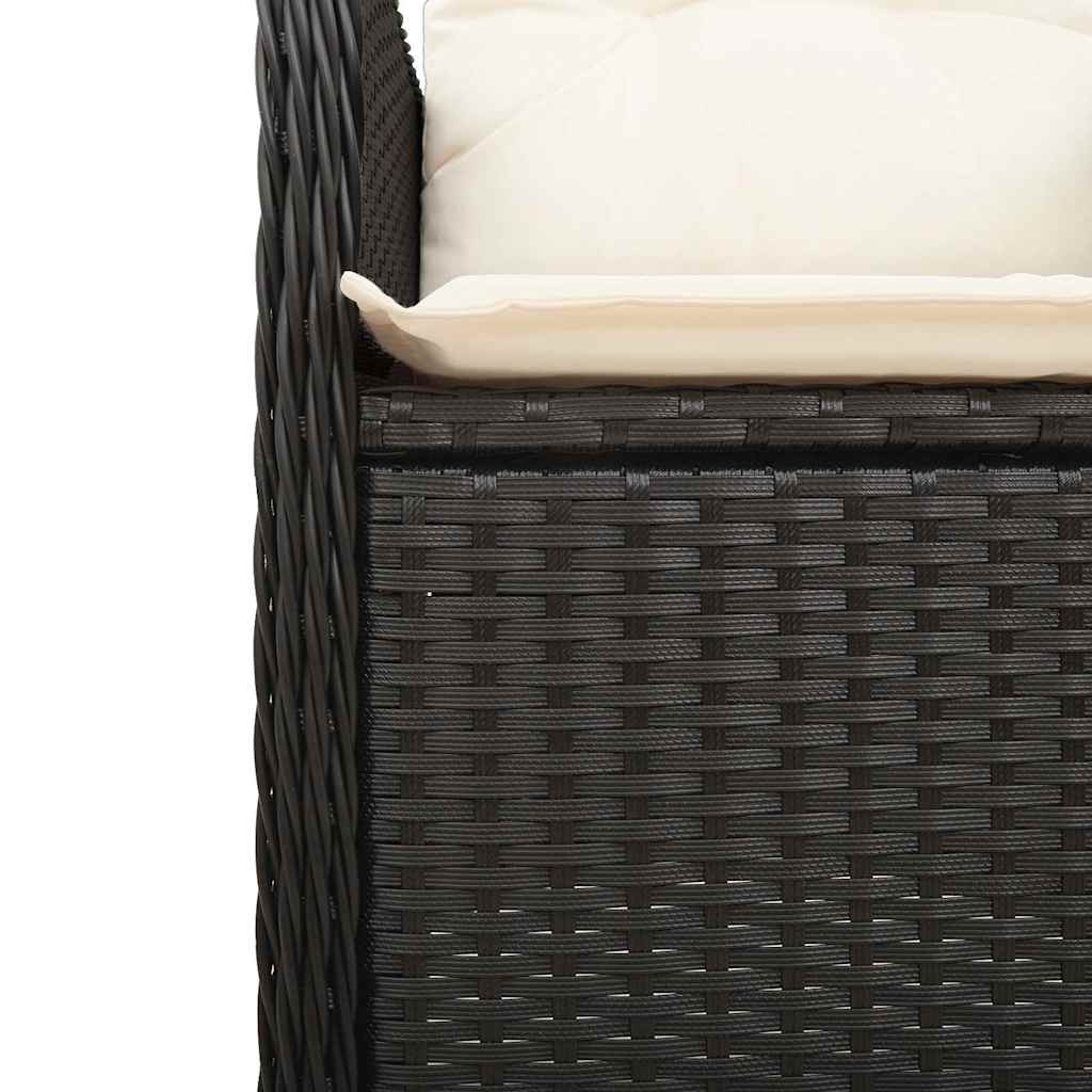 7-dijelni vrtni bistro set od poliratana s jastucima crni