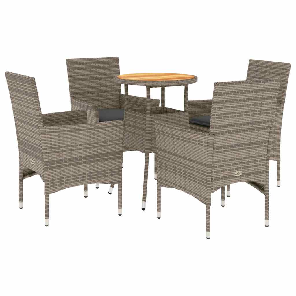 5-dijelni vrtni blagovaonski set s jastucima poliratan i bagrem