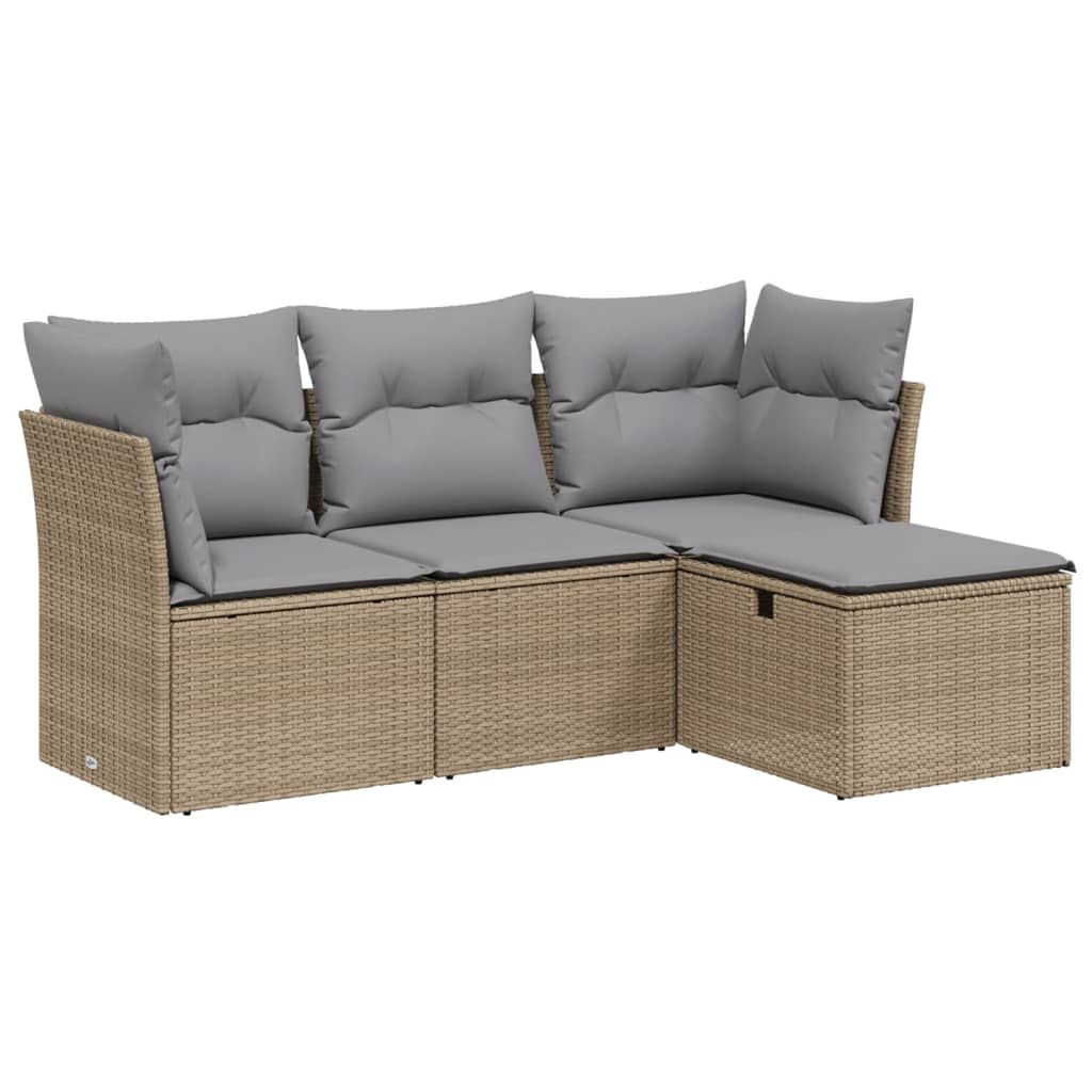4-dijelni set vrtnih sofa s jastucima bež od poliratana