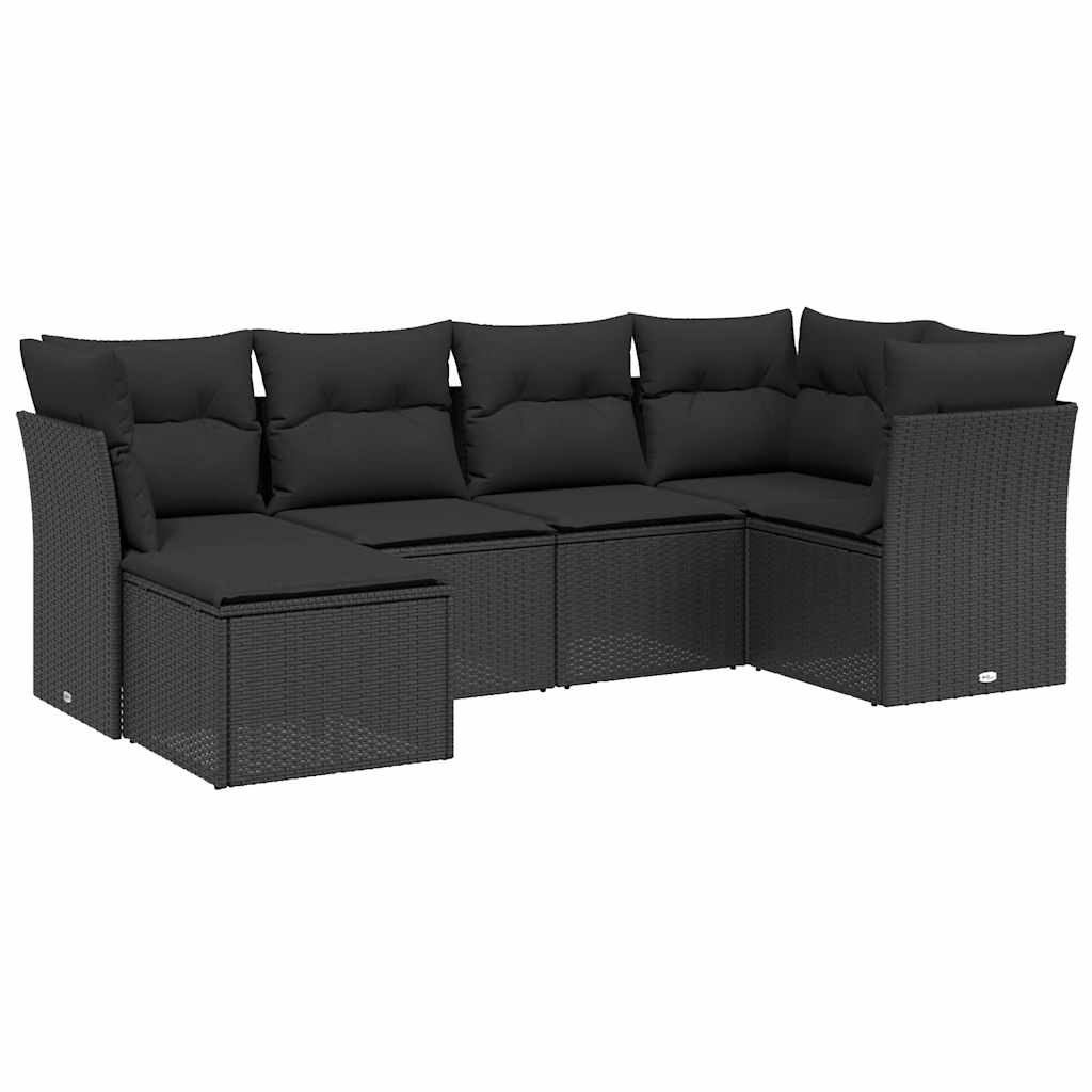 6-dijelni set vrtnih sofa s jastucima crni od poliratana