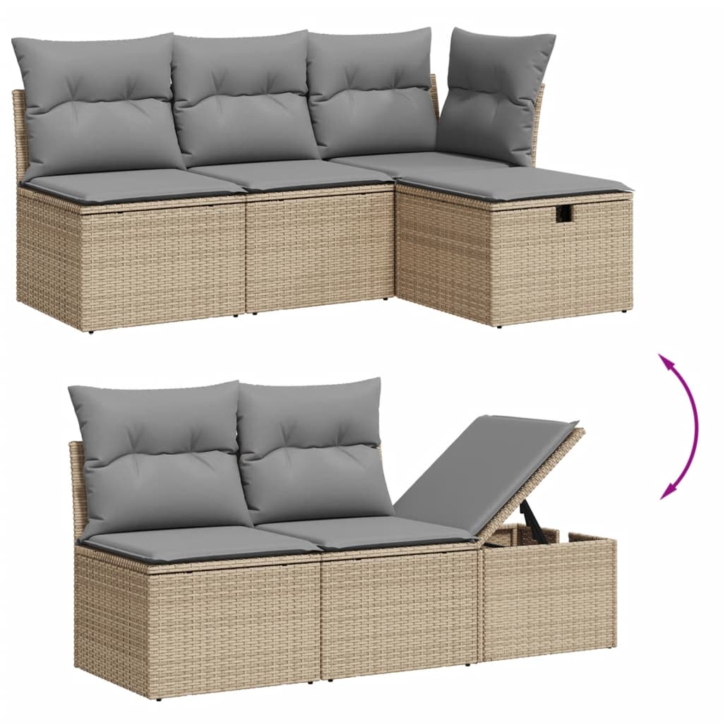 7-dijelni set vrtnih sofa s jastucima bež od poliratana