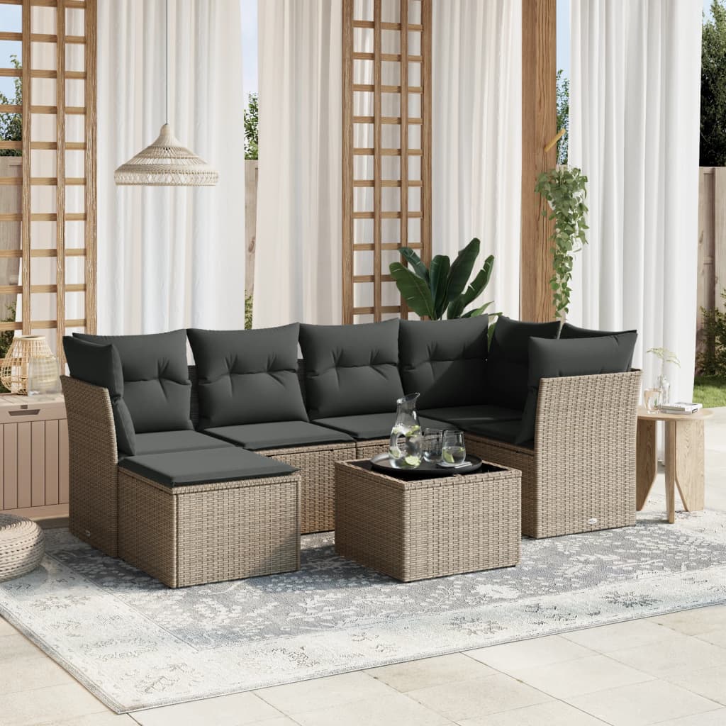 7-dijelni set vrtnih sofa svjetlosivi od poliratana