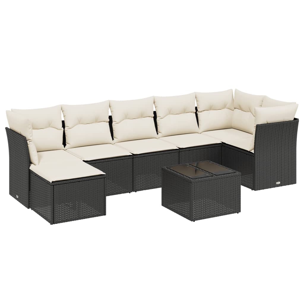8-dijelni set vrtnih sofa od poliratana s jastucima crni