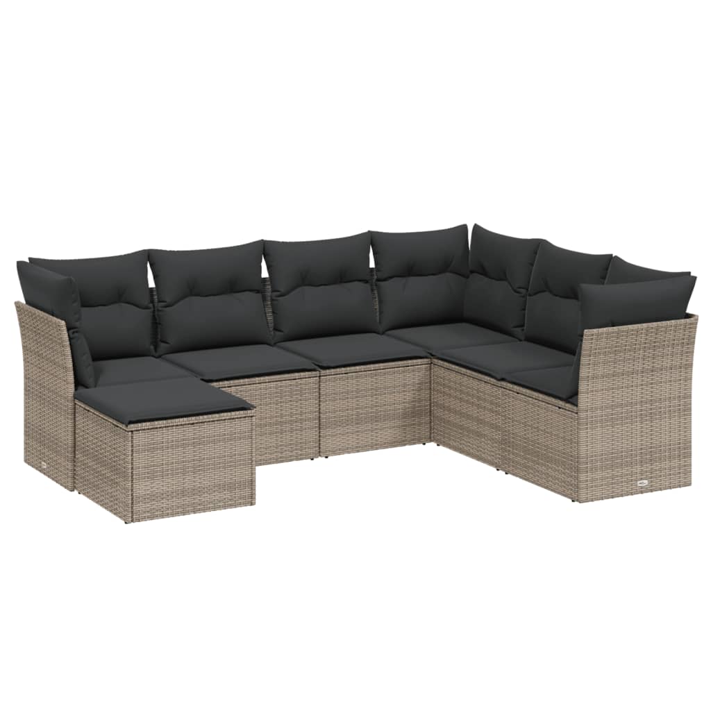 7-dijelni set vrtnih sofa sivi od poliratana