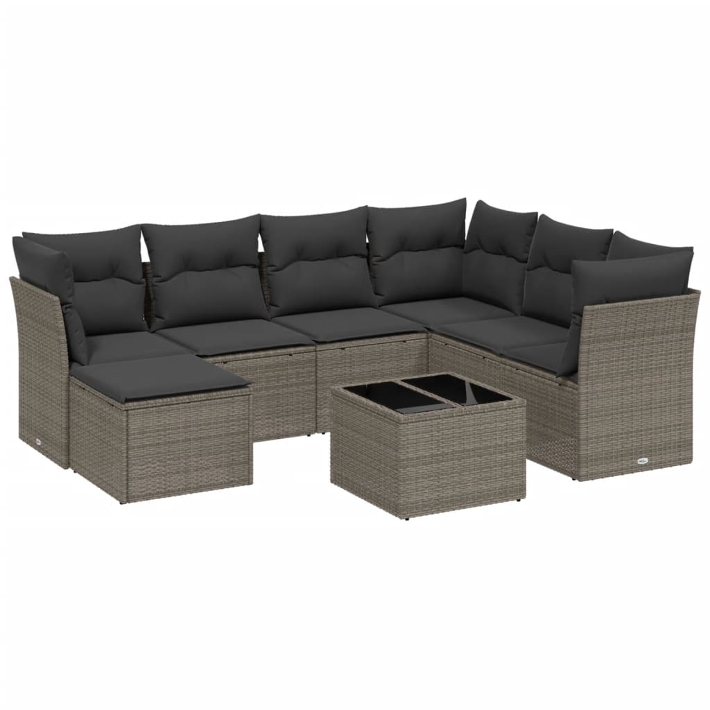 8-dijelni set vrtnih sofa od poliratana s jastucima svjetlosivi