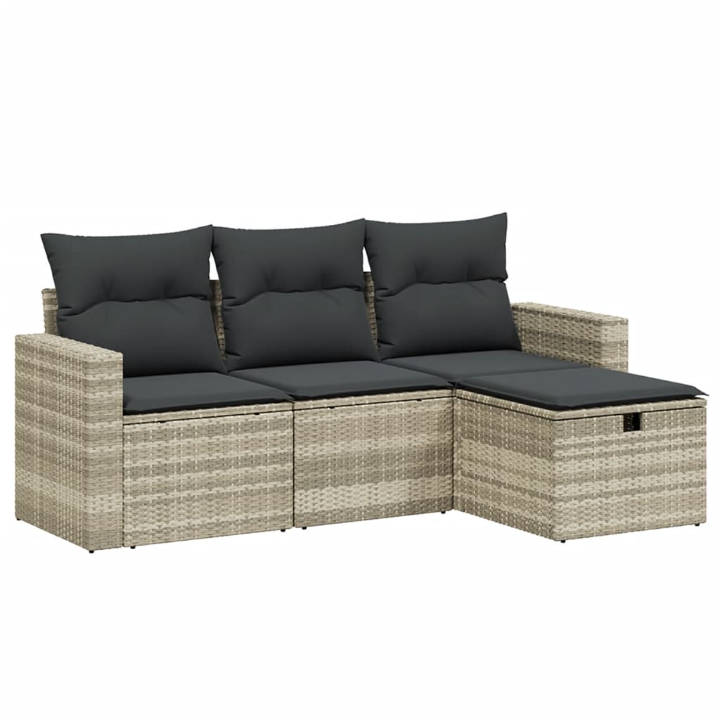 4-dijelni set vrtnih sofa s jastucima svijetlosivi poliratan