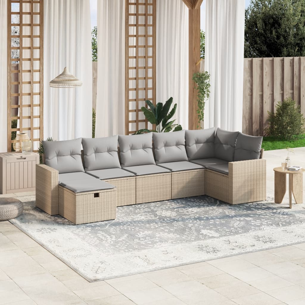 8-dijelni set vrtnih sofa s jastucima bež od poliratana