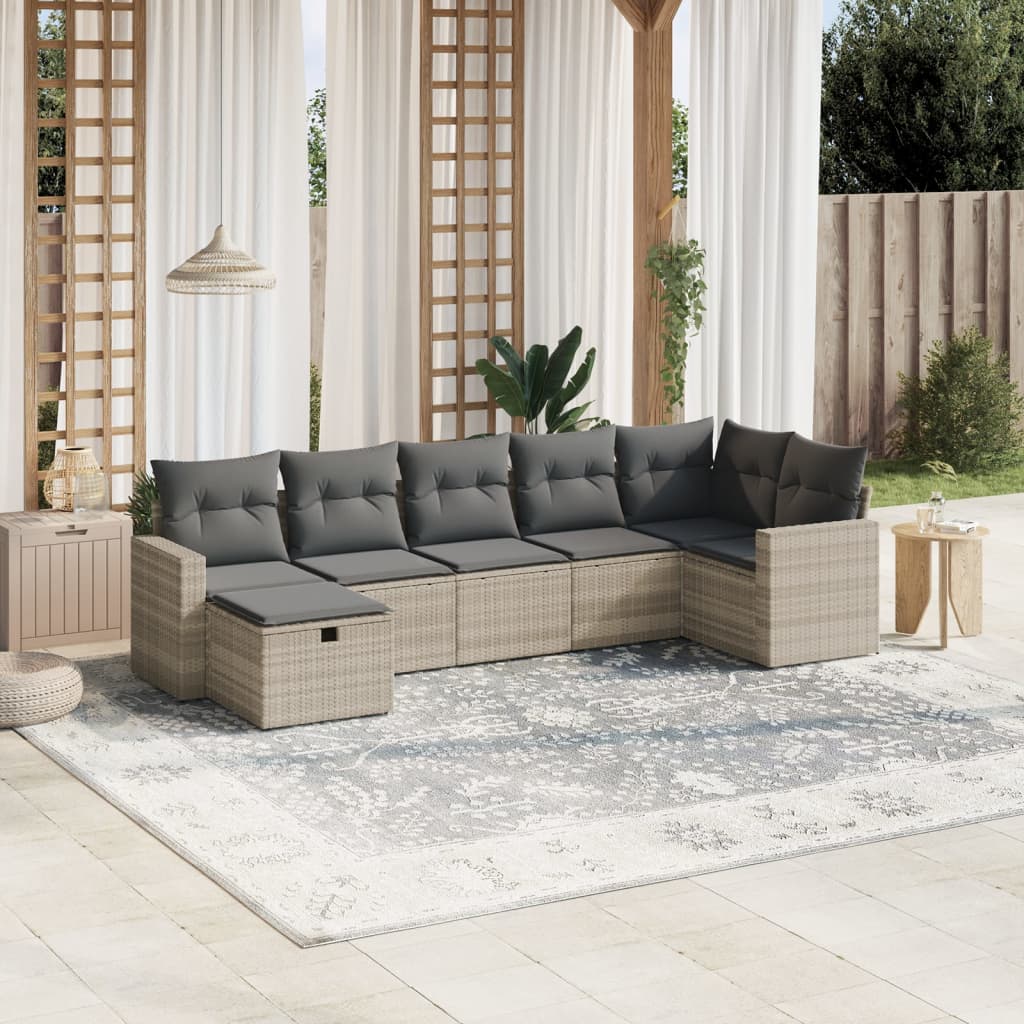 7-dijelni set vrtnih sofa svjetlosivi od poliratana