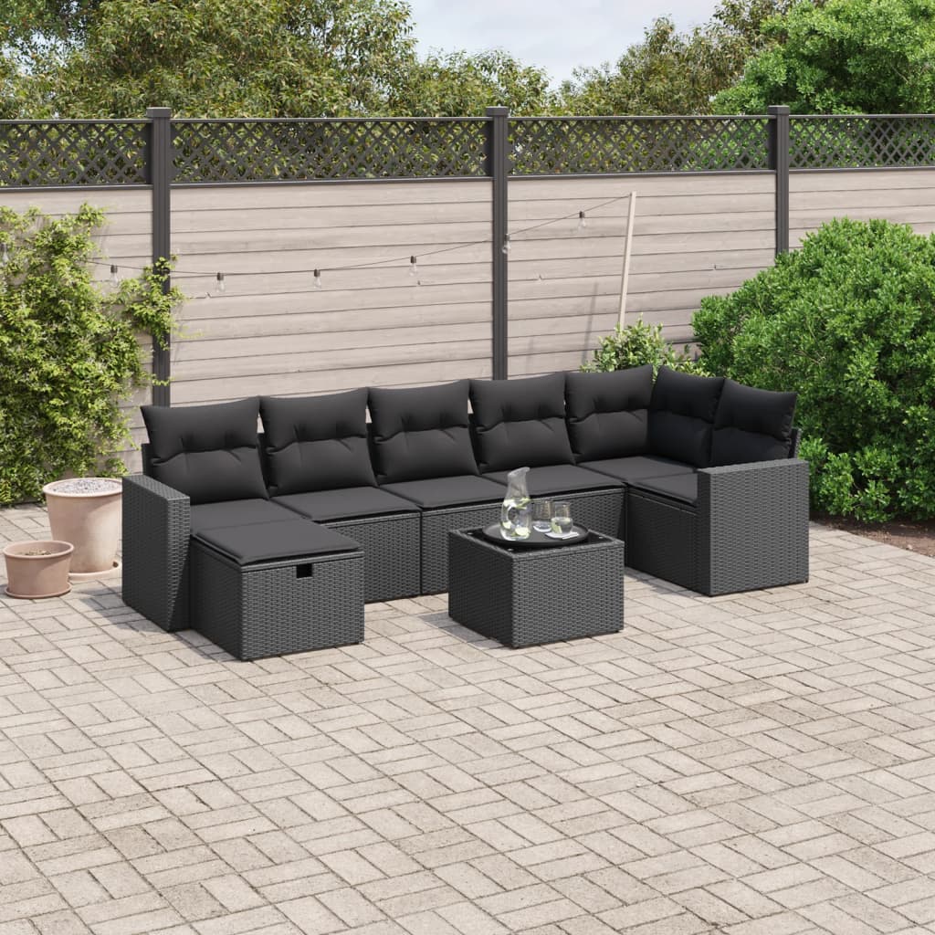 8-dijelni set vrtnih sofa s jastucima bež od poliratana