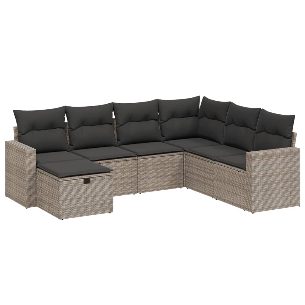 7-dijelni set vrtnih sofa sivi od poliratana