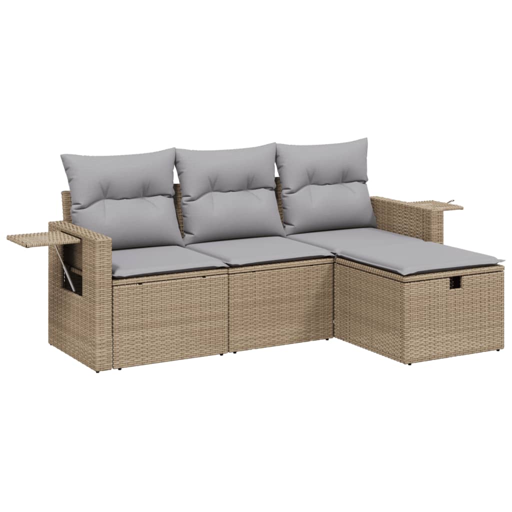 4-dijelni set vrtnih sofa s jastucima bež od poliratana
