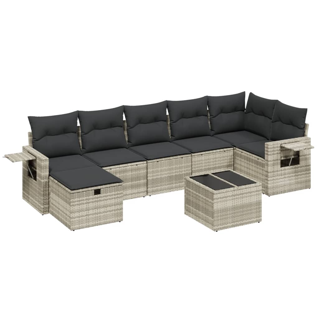 8-dijelni set vrtnih sofa od poliratana s jastucima svjetlosivi