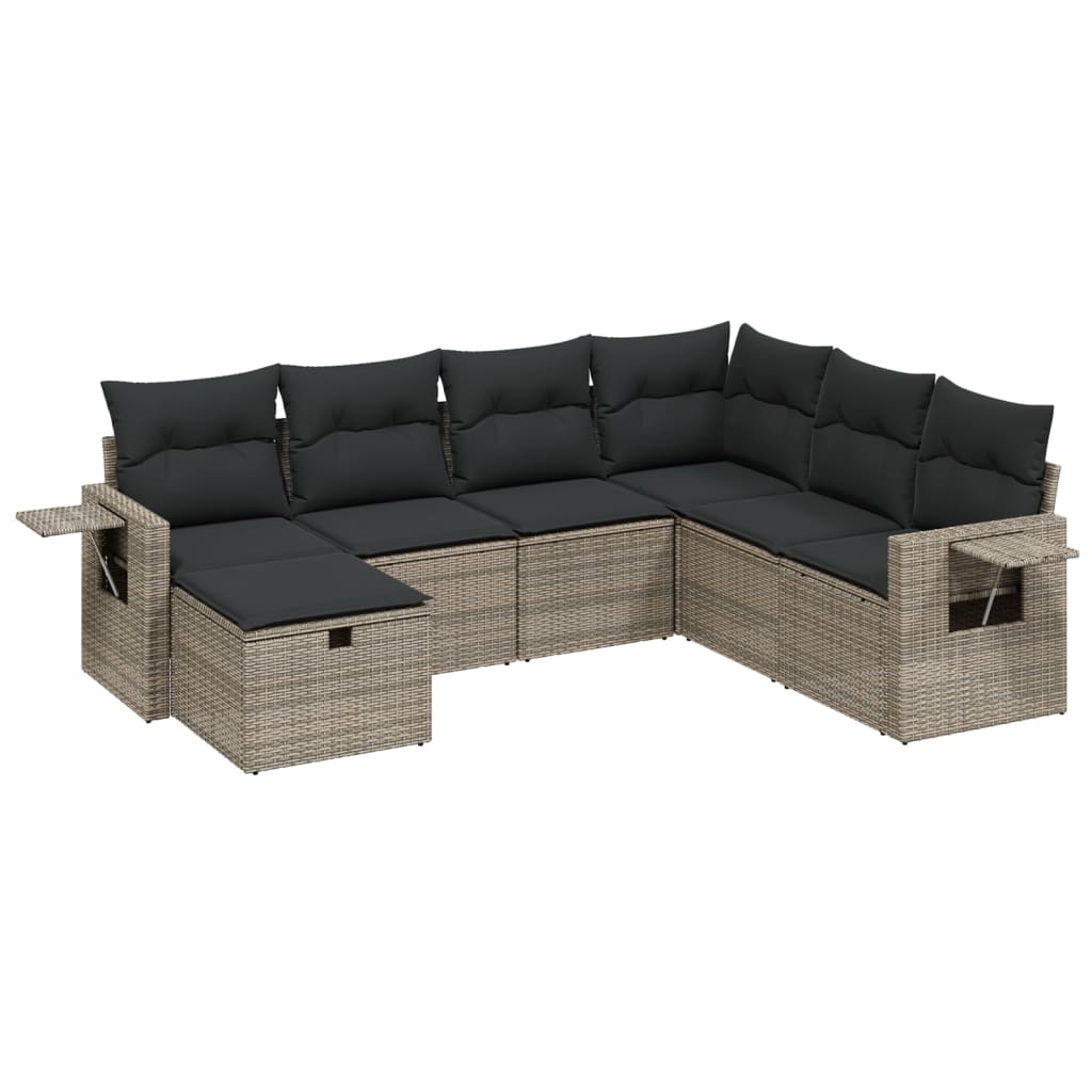 7-dijelni set vrtnih sofa sivi od poliratana