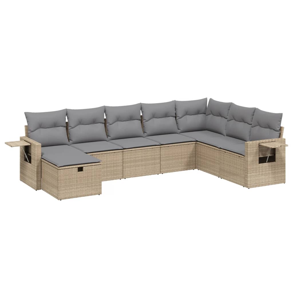8-dijelni set vrtnih sofa s jastucima bež od poliratana