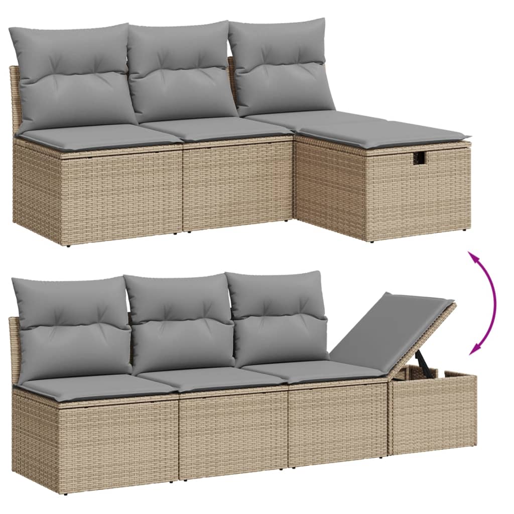 8-dijelni set vrtnih sofa s jastucima bež od poliratana