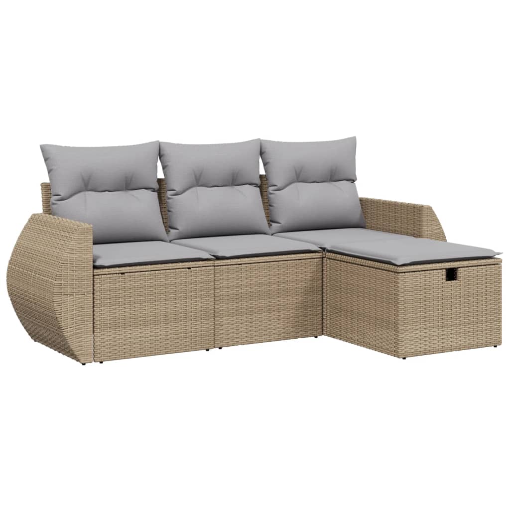 4-dijelni set vrtnih sofa s jastucima bež od poliratana