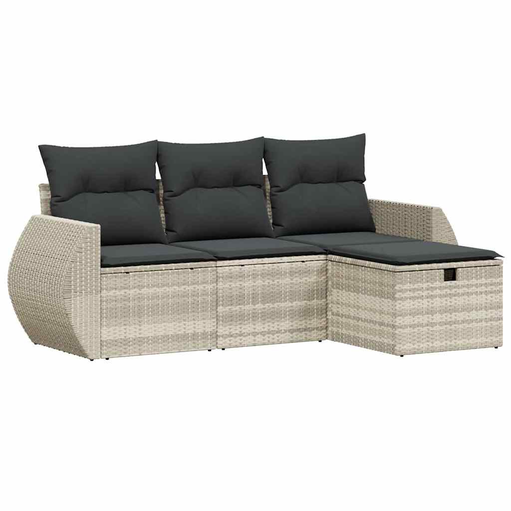 4-dijelni set vrtnih sofa s jastucima svijetlosivi poliratan